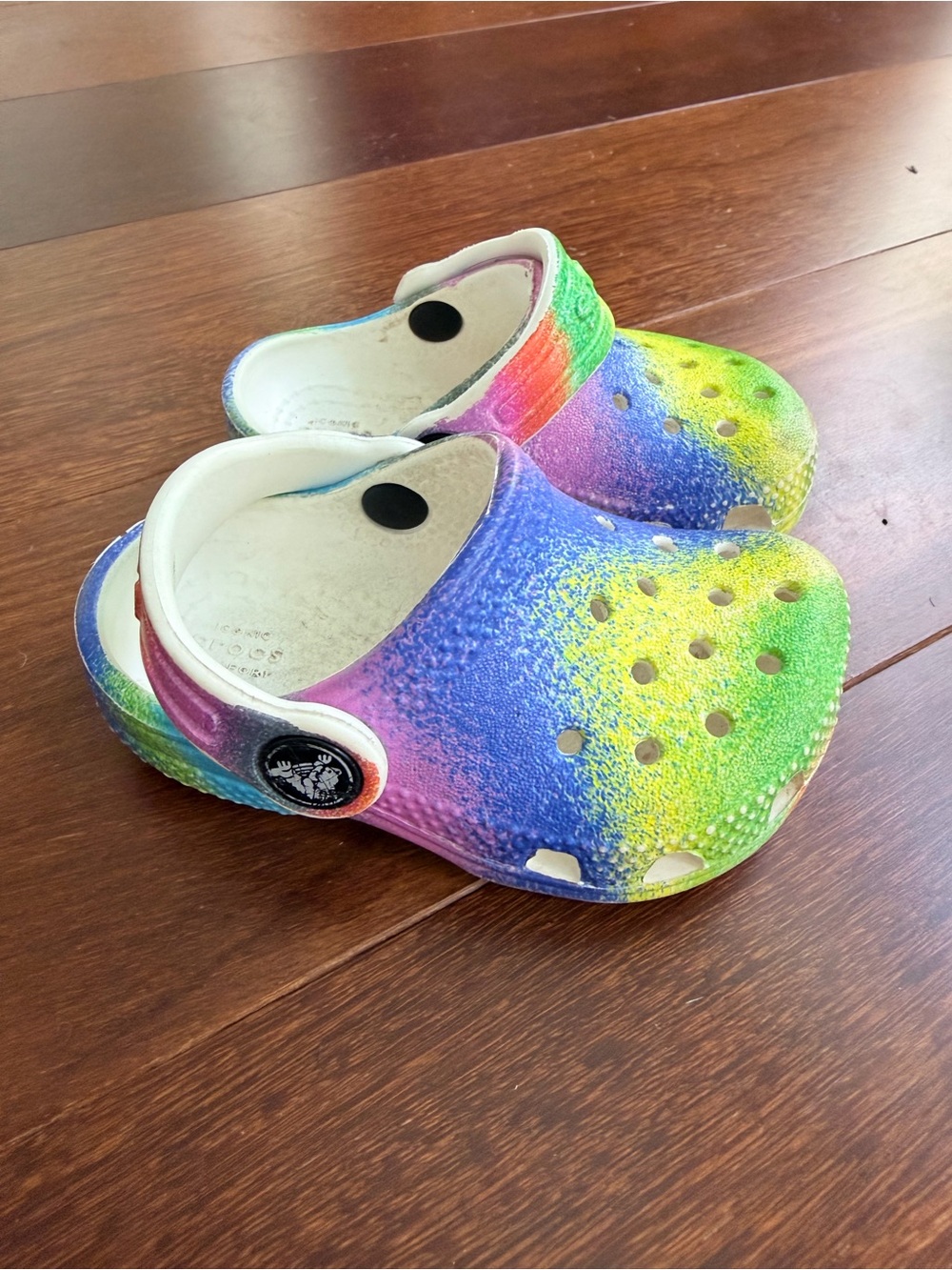 CROCS Kids Classic Clog in Rainbow Tie-Dye Colors